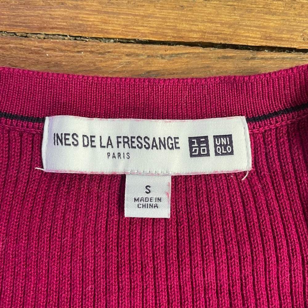 Ines De La Fressange Paris X Uniqlo Cotton Ribbed Knit Cardigan - Sz S 🧡🎀 - Picture 9 of 10